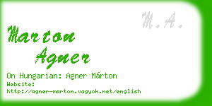 marton agner business card